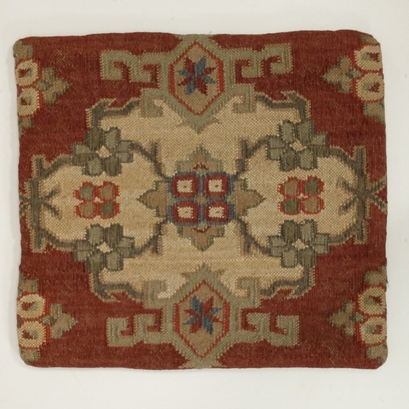 Four Carpet Woven Vintage Pillow Cases Coordinating Set Natural Fiber Zip Casing - Picture 4 of 16